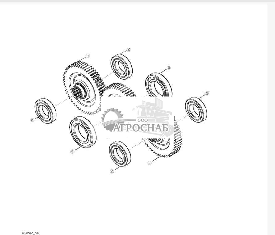 YZ102135 Группа шестерен и подшипников, передаточное отношение 11 